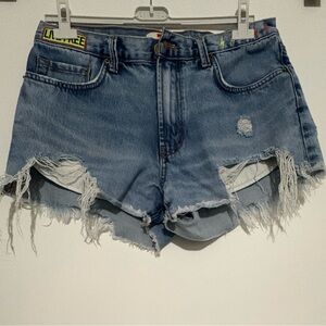Aviator Nation Shorts Womens 30 Blue Denim Cutoff Distressed Lightning